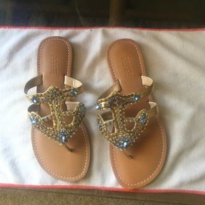 Dolce Jeweled Anchor Sandals Flip Flops